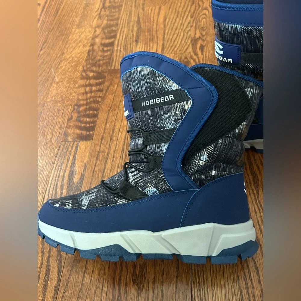 Hobibear Blue Camouflage Snow Boots Faux Fur Lined Winter Cold Weather Size 5